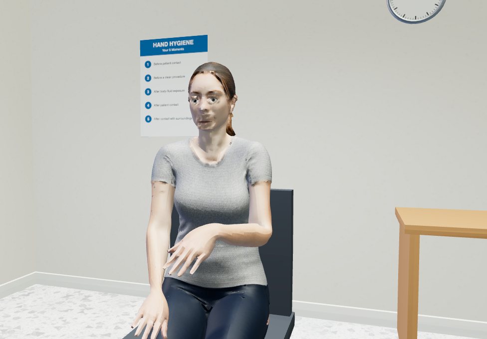 The consulting room — the 3D patient, seated